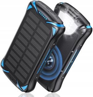 Duży powerbank 30000mAh z indukcją i panelem solar
