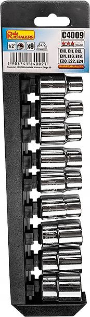 Richmann 9szt Nasadek E-torx 1/2'' E10-e24 C4009