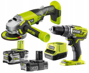 Ryobi R18dd3-252s + R18ag-0 Wkrętarka + Szlifierka