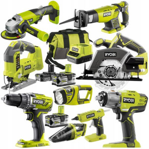 Ryobi Zestaw Combo 9 Narzędzi 18v 3x Bateria