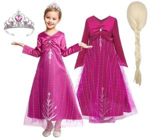 Sukienka Strój Elsa Elza Magiczna Noc Peruka 104-110 Cm