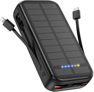 Duży powerbank solarny 20W 30000mAh indukcja kable