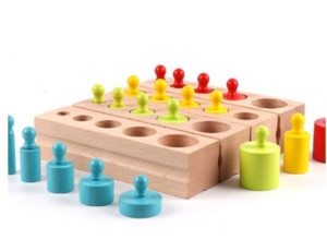 Odważniki Cylindry Drewniane Montessori Kolorowe