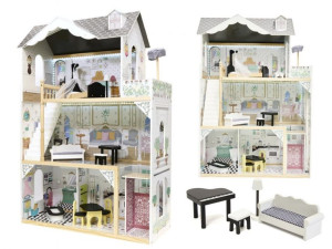 Domek Dla Lalek Drewniany Mdf + Mebelki 122Cm Xxl Led