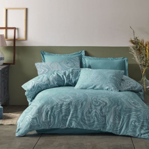 Pościel bawełniana MARBLE TURQUOISE/160x200 COTTONLOVE JACQUARD