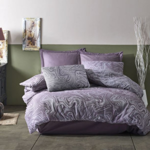 Pościel bawełniana MARBLE PURPLE/160x200 COTTONLOVE JACQUARD