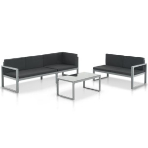 3-częściowy zestaw wypoczynkowy do ogrodu, aluminium, czarny