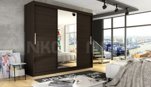 SZAFA PRZESUWNA 250 cm  Z LUSTREM - Wenge / Choco