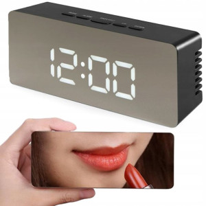 Zegar Budzik Termometr Lustro Led Usb Alarm 4w1