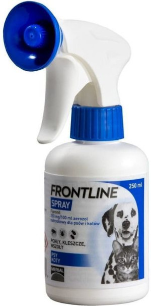 Frontline Spray 250Ml Wodoodporny Preparat Sprej Na Kleszcze Pchły Wszoły