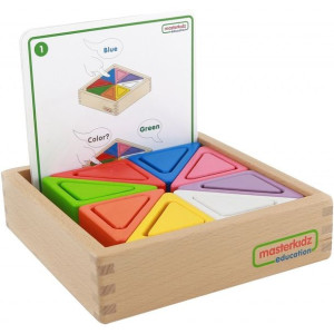 Drewniana Gra Dla Dzieci Kolorowe Klocki I Kubeczki Trójkąty Masterkidz