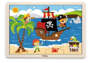 Viga 51459 Puzzle Na Podkładce 16 Elementów - Piraci