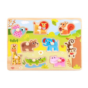 Tooky Toy Drewniane Puzzle Zwierzęta Z Pinezkami Do Dopasowania