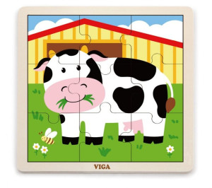 Viga 51438 Puzzle Na Podkładce 9 Elementów - Krówka