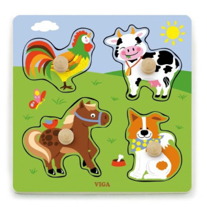 Viga Drewniane Puzzle Z Pinezkami Farma