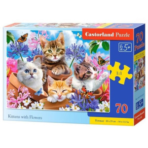 Puzzle Kotki Z Kwiatami 70 Elementów Castorland