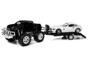 Zestaw Pojazdów Czarny Monster Truck Białe Bmw Laweta 58 Cm