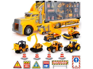 Ciężarówka Transporter Auta Laweta Pojazdy Budowlane 8W1 Światło Dźwięk