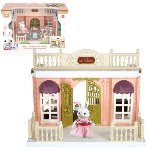WOOPIE Domek dla Lalek Rodzina Krolików Kwiaciarnia + Figurki 4 szt.