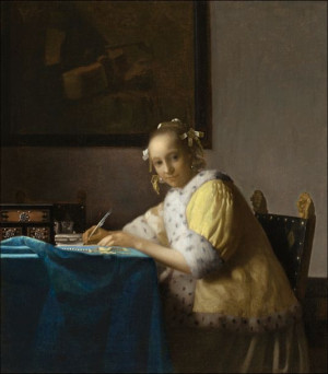 A Lady Writing a Letter - plakat 40x60 cm