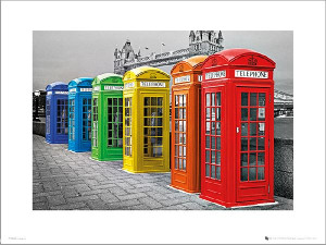 London Phoneboxes Colour - plakat premium 40x30 cm