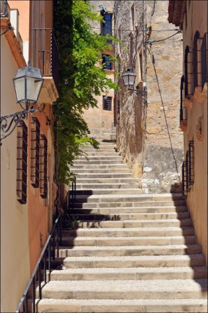 Schody, Tarragona, Hiszpania - plakat 70x100 cm