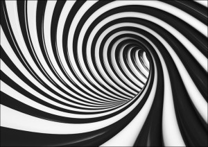 Czarno biały tunel - plakat 42x29,7 cm