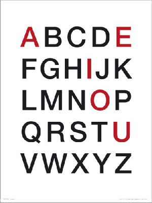 Alphabet Vowels - plakat premium 40x50 cm