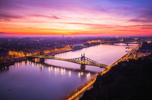 Budapeszt Poranek nad Dunajem - plakat premium 80x