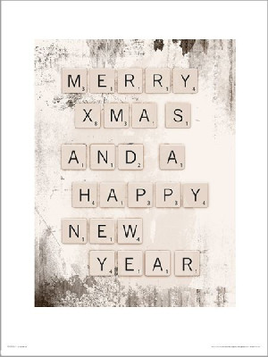 Christmas Scrabble Merry - plakat premium 40x50 cm