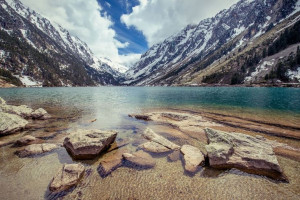 Gaube Lake Francja piereneje - plakat premium 40x3