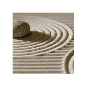 Kamienie na piasku, zen - plakat premium 40x40 cm