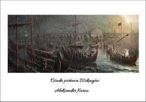 Osada portowa wikingów - plakat premium 80x60 cm