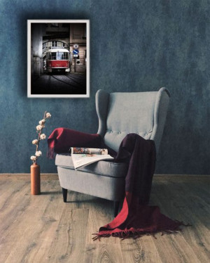 Praga, Tramwaj I - plakat premium 70x100 cm