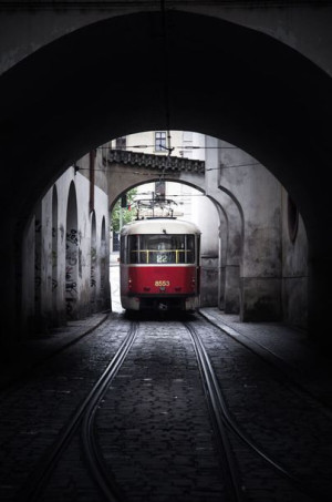 Praga, Tramwaj II - plakat premium 40x60 cm