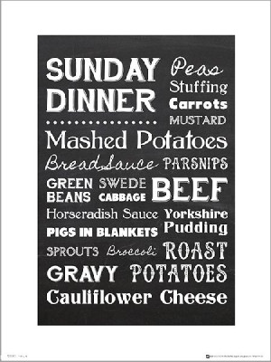 Sunday Dinner Typographic - plakat premium 40x50 c