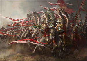 Szarża husarii - plakat premium 100x70 cm