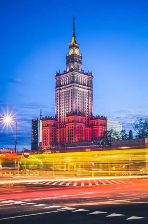Warszawa Kolory Pałac Kultury - plakat premium 90x