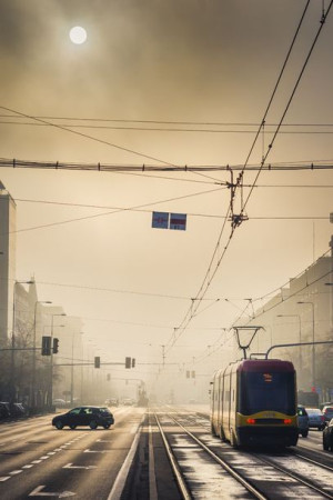 Warszawa We mgle - plakat premium 42x59,4 cm