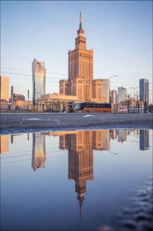 Warszawa Poranek - plakat premium 40x60 cm