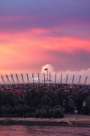Zachód nad Stadionem - plakat premium 42x59,4 cm