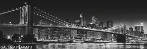 Nowy Jork - Brooklyn Bridge Nocą - plakat 158x53 c