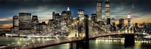 Nowy Jork Manhattan w Pełni Księżyca - plakat 158x