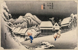 Evening Snow at Kambara, Hiroshige  - plakat 100x7