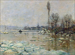 Breakup of ice, Claude Monet - plakat 100x70 cm