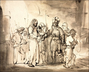 Christ Taken Before Caiaphas, Rembrandt - plakat 1