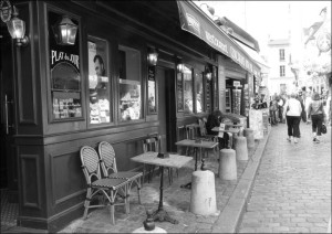 Paryż Montmartre. Kawiarnia. - plakat 100x70 cm