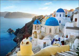 Grecja, Santorini, Oia - plakat 100x70 cm