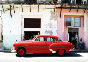 Havana Cuba, cadillac - plakat 100x70 cm