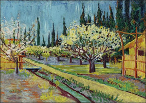 Orchard Bordered by Cypresses, Vincent Van Gogh -